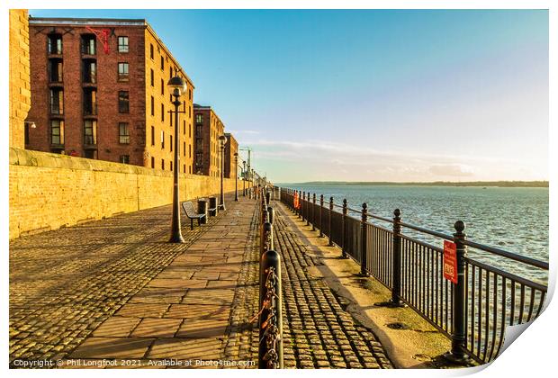 Promenade near Royal Albert Dock Liverpool Print by Phil Longfoot