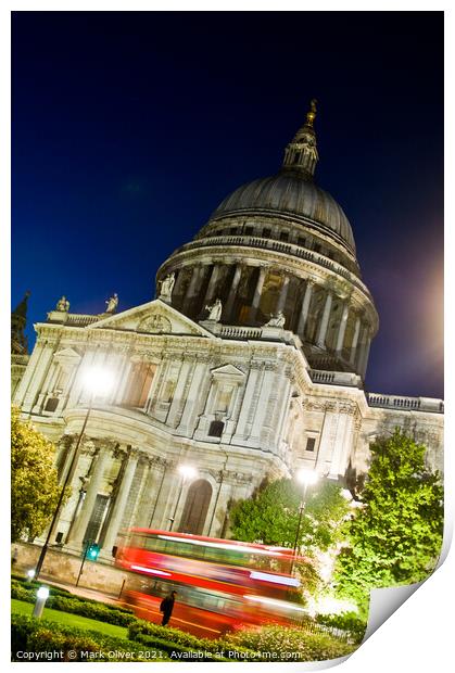 St Paul's Cathedral at night Print by Mark Oliver