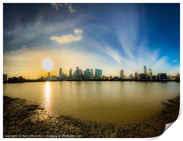 Canary Wharf Riverside Print by Mark Oliver