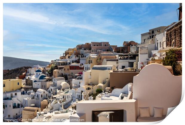 A View of Oia Town Santorini Greece Print by Ron Thomas