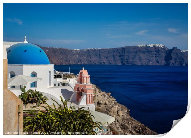 Coastal View from Oia, Santorini, Greece. Print by Ron Thomas