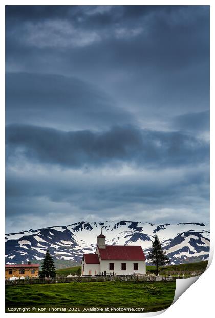 Small Icelandic Church Print by Ron Thomas