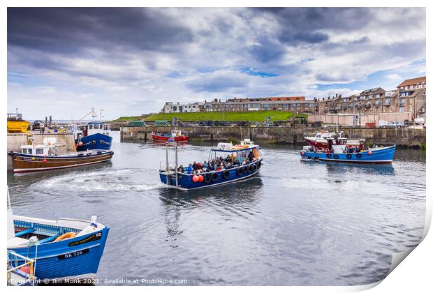 Seahouses Harbour Print by Jim Monk