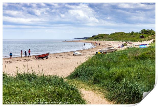 The beach at Low Newton-on-the-Sea Print by Jim Monk