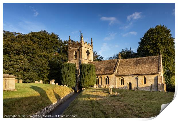 St Peter's Church in Upper Slaughter Print by Jim Monk