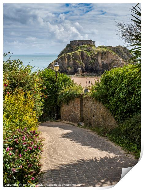 View to St Catherine's Island, Tenby Print by Jim Monk