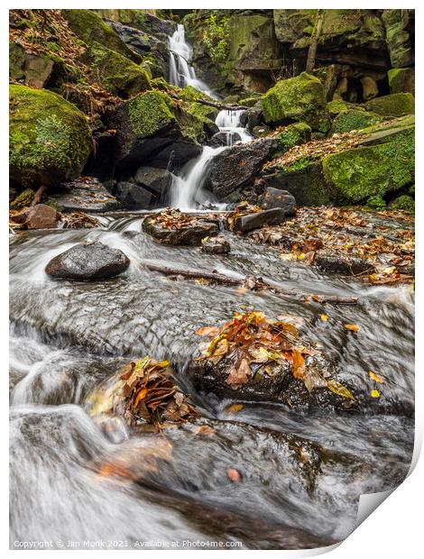 Lumsdale Falls in Autumn Print by Jim Monk