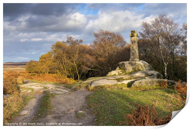 Wellington's Monument, Baslow Edge Print by Jim Monk