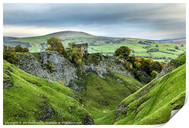Peveril Castle from Cave Dale Print by Jim Monk