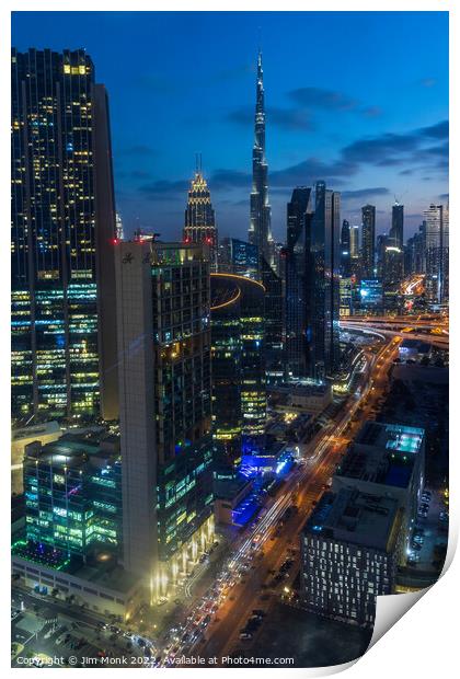 Blue Hour in Downtown Dubai  Print by Jim Monk