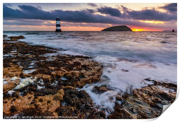 Penmon Point Lighthouse Anglesey Print by Jim Monk