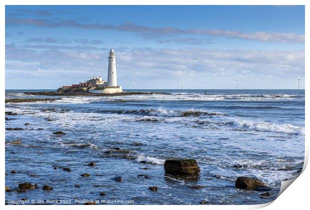 St Mary's Lighthouse, Tyne and Wear Print by Jim Monk