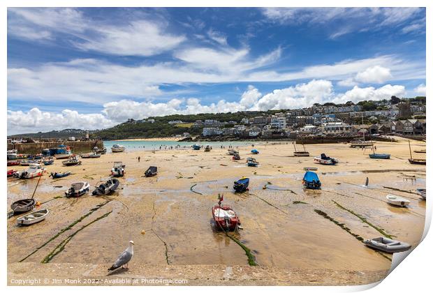 Low Tide at St Ives Harbour Print by Jim Monk