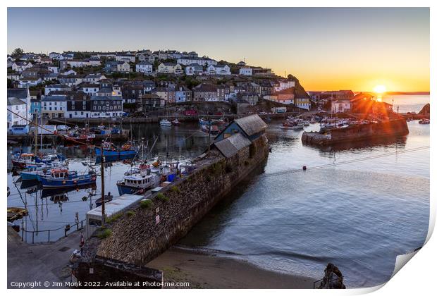 Sunrise at Mevagissey Print by Jim Monk