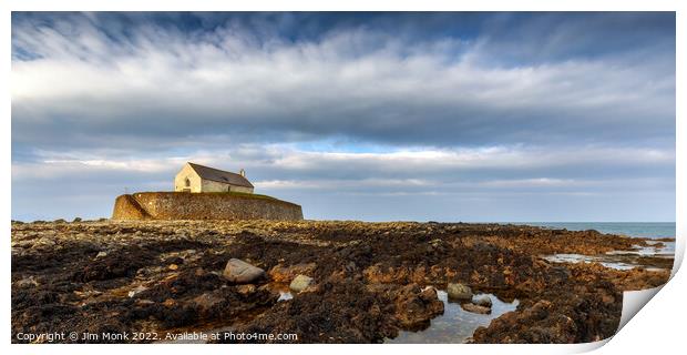 St Cwyfan's Church, Anglesey Print by Jim Monk