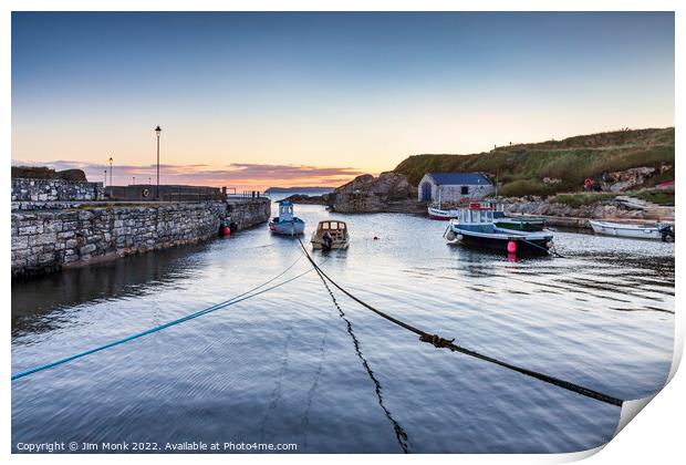 Sunrise at Ballintoy Harbour  Print by Jim Monk