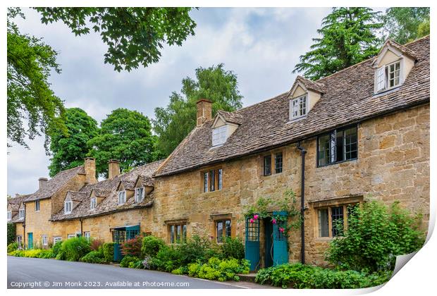 Idyllic Charm of Cotswold Stone Cottages Print by Jim Monk
