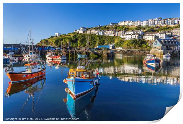 Harbour Reflections, Mevagissey Print by Jim Monk