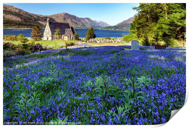 Bluebells at Ballachulish Print by Jim Monk