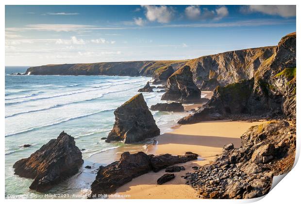 Bedruthan Steps, Cornwall Print by Jim Monk