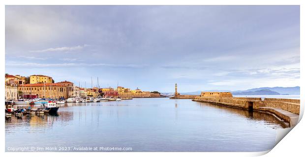 The Old Venetian Harbour at Chania, Crete Print by Jim Monk