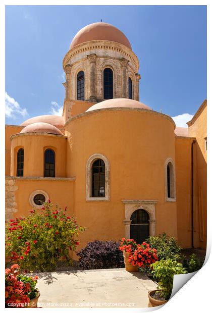 The beautiful Agia Triada Monastery in Crete Print by Jim Monk