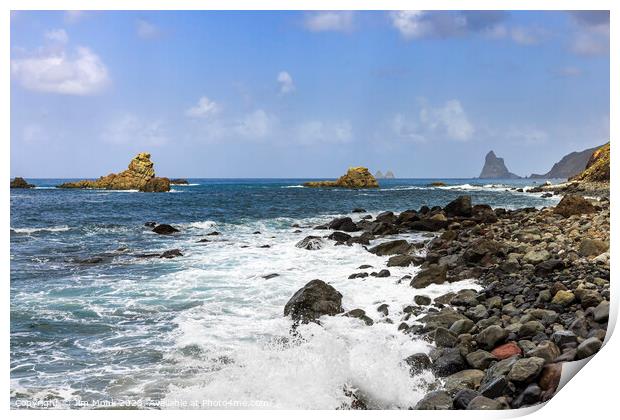 Los Galiones rocks at Taganana in Tenerife  Print by Jim Monk