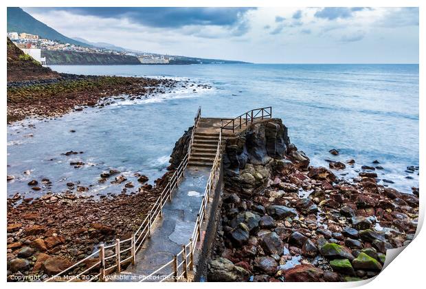 Punta del Hidalgo pier, Tenerife Print by Jim Monk