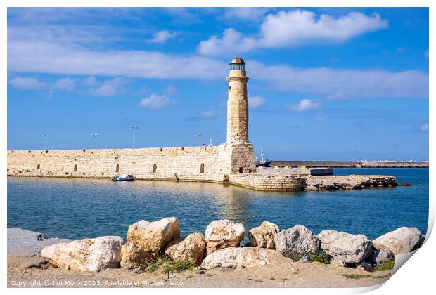 Rethymno Harbour and Lighthouse, Crete Print by Jim Monk