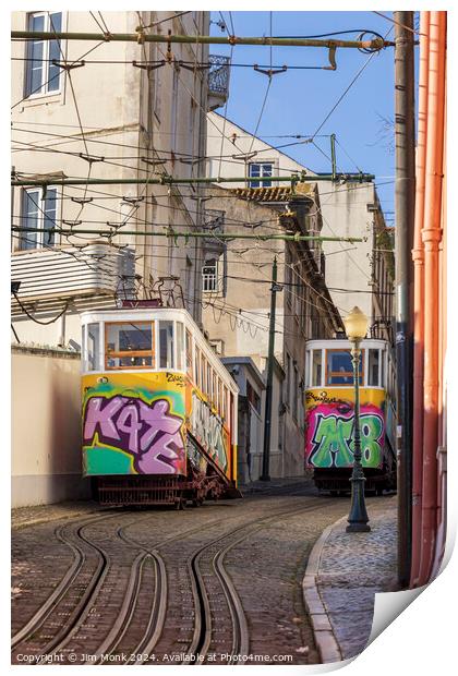 The Gloria Funicular, Lisbon Print by Jim Monk