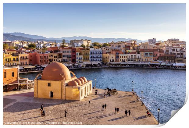Chania Mosque and Harbour, Crete Print by Jim Monk
