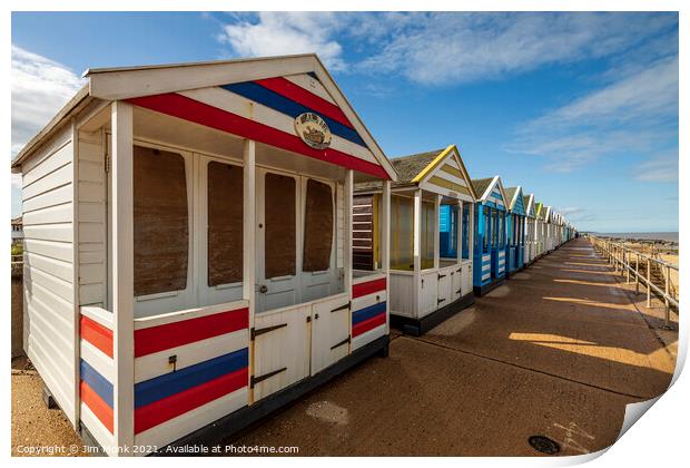 Southwold Beach Huts Print by Jim Monk