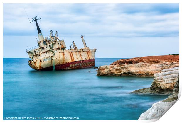 Shipwreck of Edro III, Cyprus Print by Jim Monk
