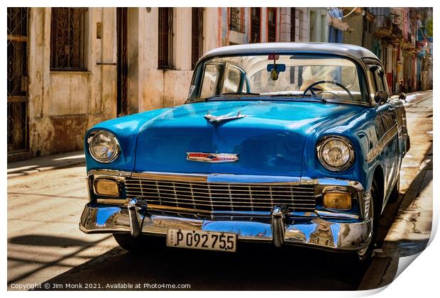 Blue Havana Chevy Print by Jim Monk