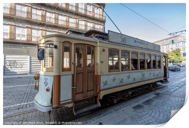 Vintage Tram, Porto Print by Jim Monk