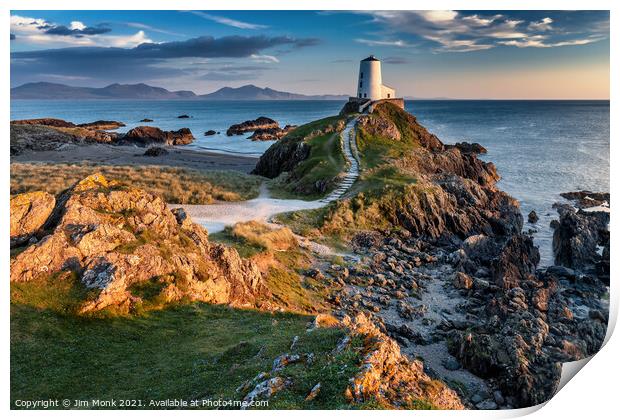 Twr Mawr Lighthouse, Llanddwyn Island  Print by Jim Monk