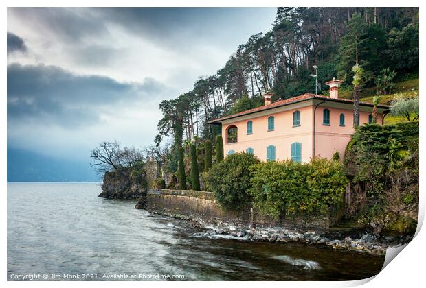 Villa with a view, Lake Como Print by Jim Monk