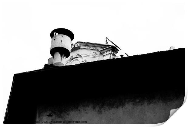 Italian roof in black and white Print by Andy Huckleberry Williamson III