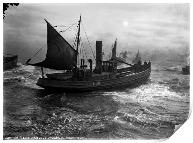 Fishing Drifter 1900's in the North Sea, ,from ori Print by Kevin Allen