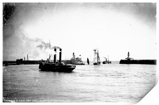 Steam tug early 1900's Lowestoft Harbour Print by Kevin Allen