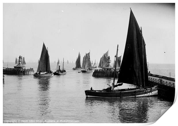 The Fleet leaves Harbour, ,from original vintage n Print by Kevin Allen