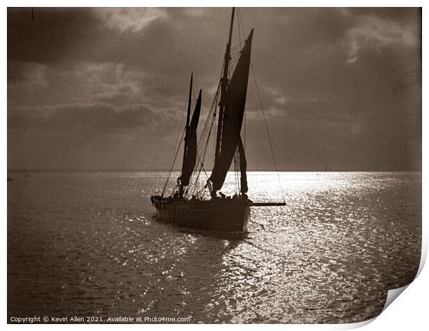 Sailing Smack, ,from original vintage negative Print by Kevin Allen