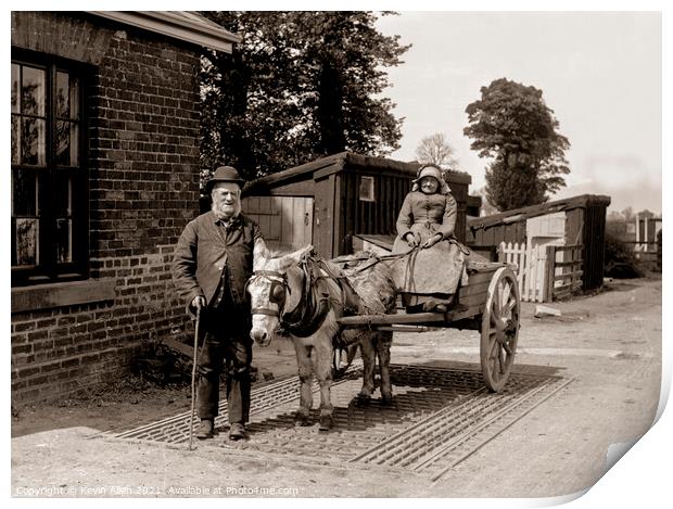  Old couple and Donkey cart, original vintage nega Print by Kevin Allen