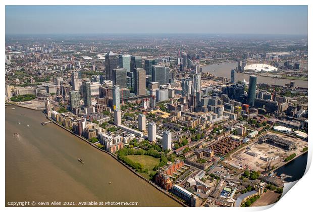 The Isle of Dogs, Canary Wharf  Print by Kevin Allen