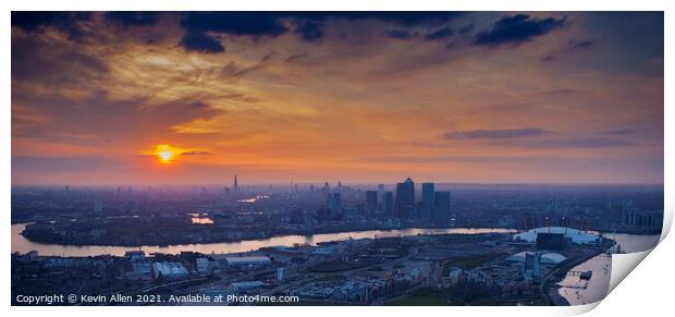 Sunset over London Print by Kevin Allen
