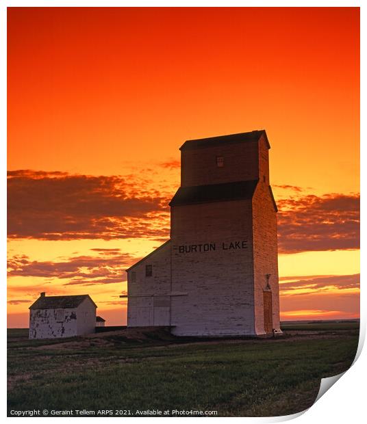 Grain elevator at sunset, Saskatchewan, Canada Print by Geraint Tellem ARPS