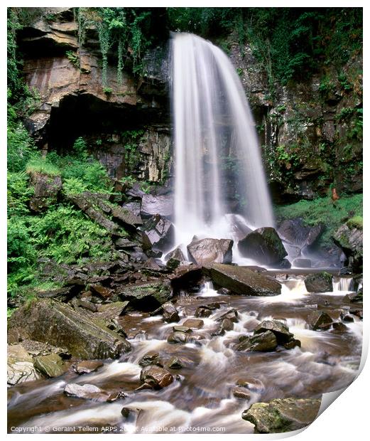 Melincourt waterfall, near Ystradfellte, South Wales Print by Geraint Tellem ARPS