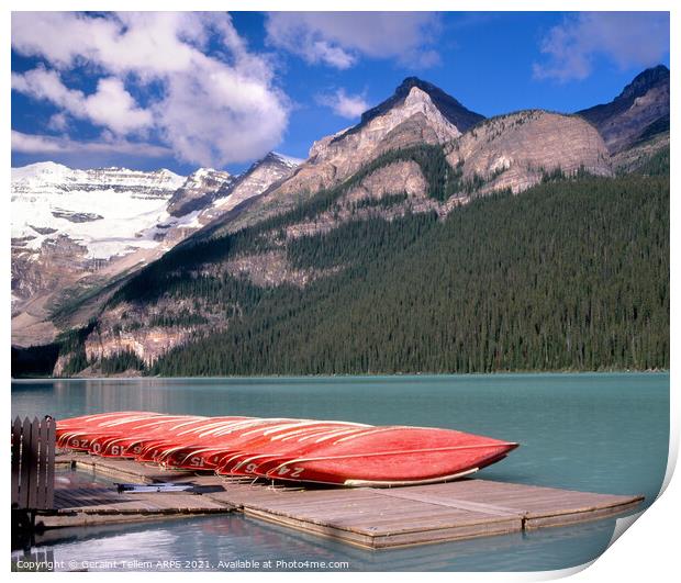 Canoes, Lake Louise, Rocky Mountains Alberta, Canada Print by Geraint Tellem ARPS