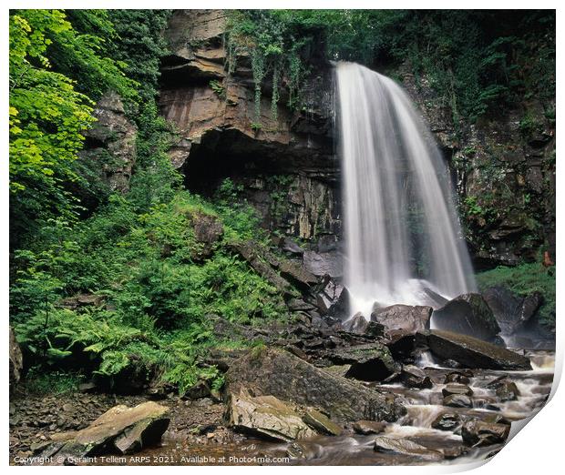 Melincourt waterfall, nr Ystradfellte, Neath valley, Wales Print by Geraint Tellem ARPS