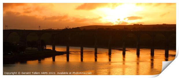 Royal Border Bridge at sunset, Berwick upon Tweed, Northumberland, UK Print by Geraint Tellem ARPS